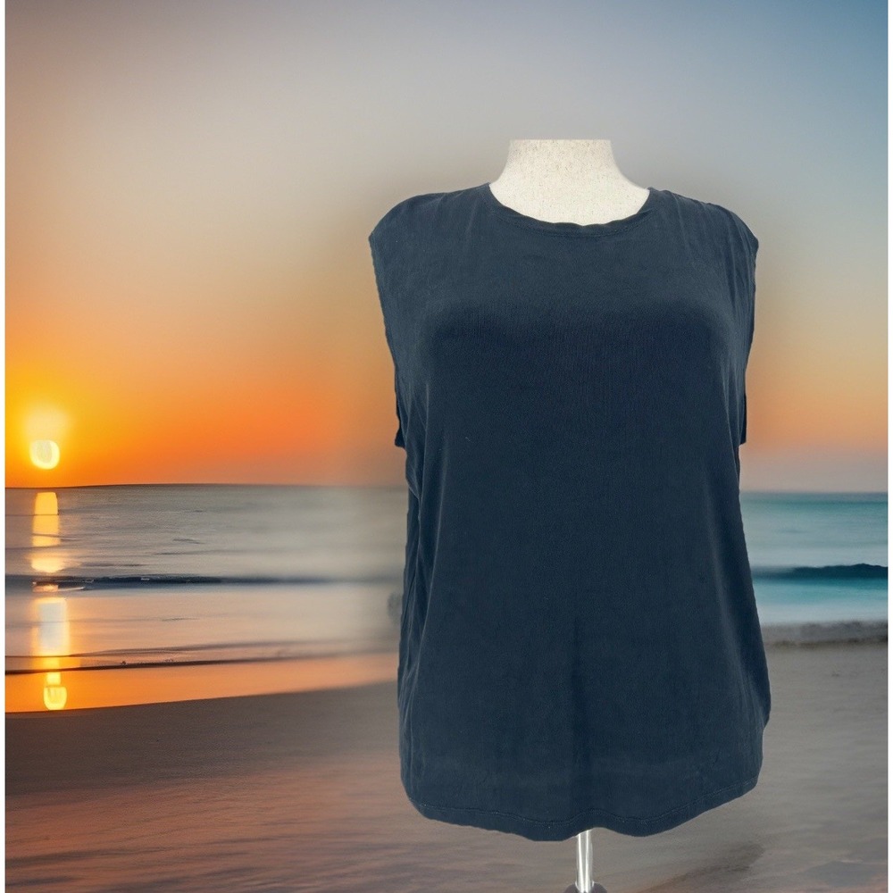Heydari Muscle Tank Top Womens XL Black‎ Sleeveless Acetate Stretch Avant Garde